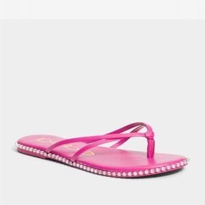 bebe Chora Bright Pink Diamond Stud Slip On Sandals Glamorous Summer Outdoor